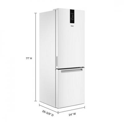 24" Whirlpool 12.9 Cu. Ft. Bottom Freezer Refrigerator In White - WRB533CZJW