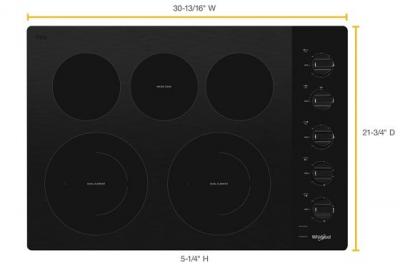 30" Whirlpool Electric Ceramic Glass Cooktop With Two Dual Radiant Elements - WCE77US0HB
