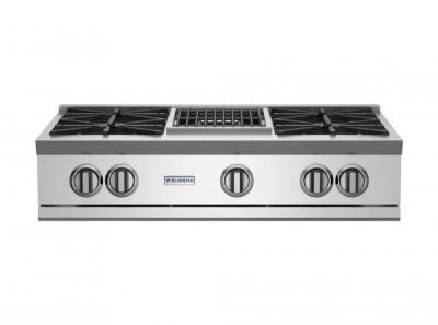 36" Blue Star RGTNB Series Gas Rangetop with 12 Charbroiler in Natural Gas - RGTNB364CBV2