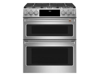 30" GE Cafe 6.7 Cu. Ft. Slide-In Front Control Dual-Fuel Double Oven With Convection Range - CC2S950P2MS1