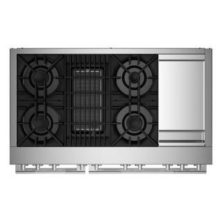 48" Jenn-Air Rise Dual-Fuel Professional Range With Chrome-Infused Griddle And Gas Grill - JDRP748HL