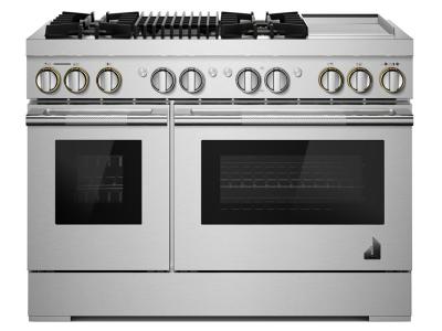 48" Jenn-Air Rise Dual-Fuel Professional Range With Chrome-Infused Griddle And Gas Grill - JDRP748HL