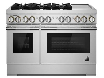 48" Jenn-Air Rise Dual-Fuel Professional Range with Chrome-Infused Griddle And Steam Assist - JDSP548HL