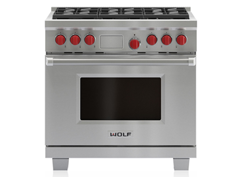 Wolf DF366 36 Inch Pro-Style Dual-Fuel Range with 5.4 cu. ft. Dual