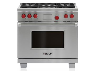 36" Wolf Dual Fuel Range 4 Burners and Infrared Charbroiler - DF364C