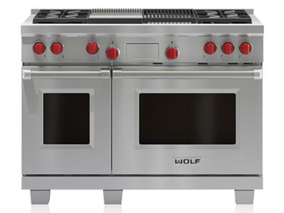 48" Wolf Dual Fuel Range 4 Burners, Infrared Charbroiler and Infrared Griddle - DF484CG-LP