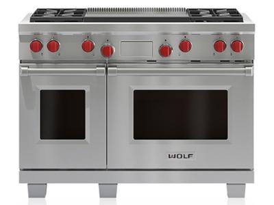 48" Wolf Dual Fuel Range 4 Burners and Infrared Dual Griddle - DF484DG