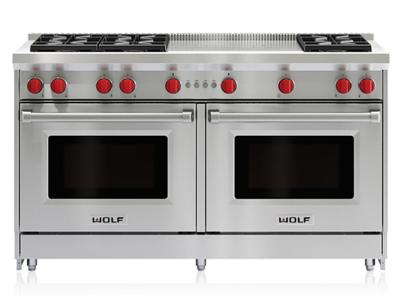 60" Wolf  Gas Range with 6 Burners and French Top - GR606F-LP