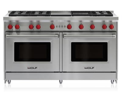 60" Wolf Gas Range - 6 Burners, Infrared Charbroiler and Infrared Griddle - GR606CG