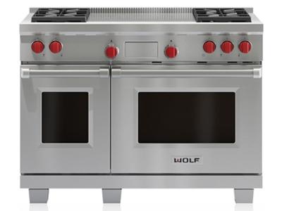 48" Wolf Dual Fuel Range 4 Burners and French Top - DF484F-LP