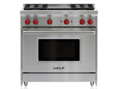 36" Wolf Freestanding Pro-Style Gas Range - GR364G-LP