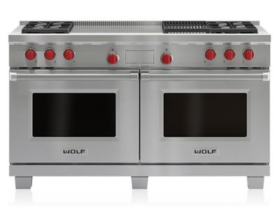 60" Wolf Dual Fuel Range  4 Burners, Infrared Charbroiler and French Top - DF604CF-LP