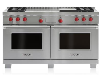 60" Wolf Dual Fuel Range 4 Burners, Infrared Griddle and French Top - DF604GF-LP