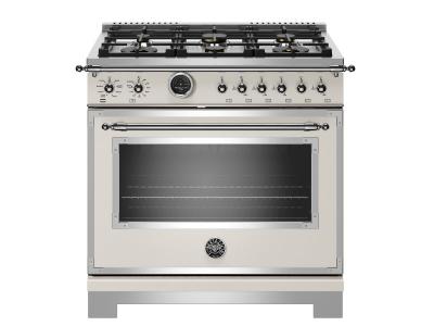 36" Bertazzoni Heritage Series Dual Fuel Range 6 Brass Burner - HERT366DFSAVT