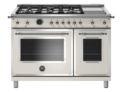 48" Bertazzoni Dual Fuel Range 6 Brass Burners  - HERT486GDFSAVT