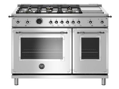 48" Bertazzoni Dual Fuel Range 6 Brass Burners  - HERT486GDFSXT