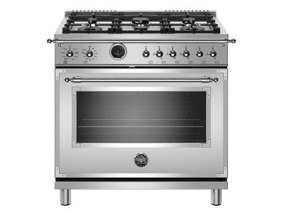 36" Bertazzoni All Gas Range 6 Brass Burners - HERT366GASXT