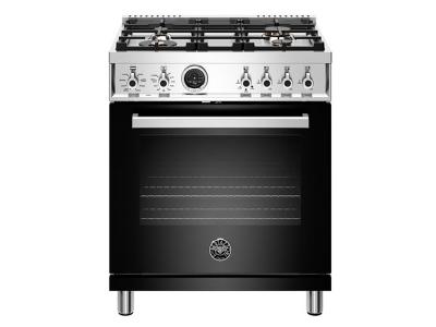 30" Bertazzoni Dual Fuel Range 4 Brass Burner Electric Self-Clean Oven - PROF304DFSNET