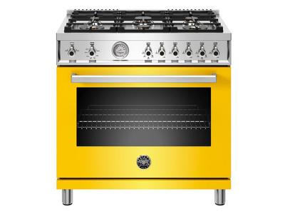 36" Bertazzoni  Gas Range with 6 Brass Burners - PROF366GASGIT