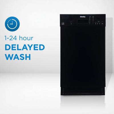 18" Danby Built In Dishwasher with 8 Place Setting Capacity  in Black - DDW1804EB