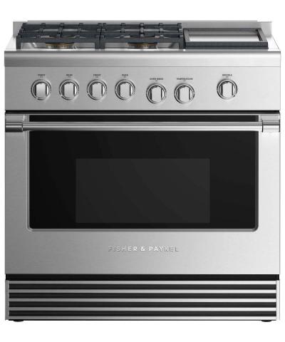 36" Fisher & paykel Dual Fuel Range 4 Burners with Griddle (LPG)  - RDV2-364GDL N