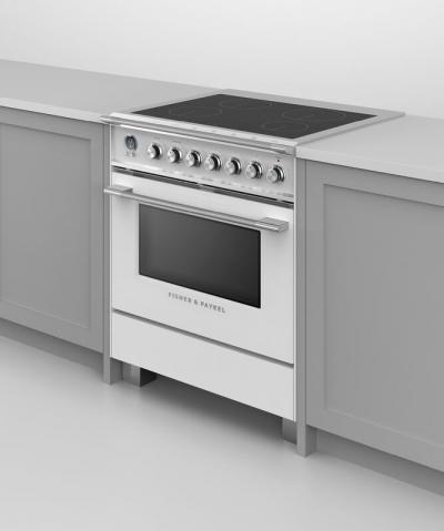 30" Fisher & Paykel Series 9 Classic Induction Range With 4 Zones In White - OR30SCI6W1