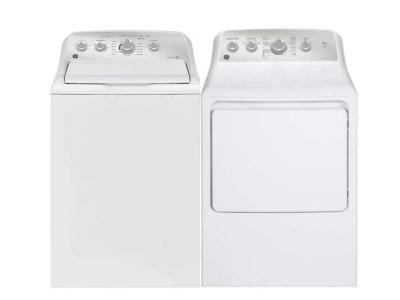 27" GE 4.9 Cu. Ft. Top Load Washer and 7.2 Cu. Ft. Capacity Top Load Gas Dryer - GTW451BMRWS-GTD45GBMRWS