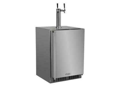 24" Marvel Outdoor Twin Tap Built In Beer Dispenser with Stainless Steel Door- MO24BTS2RS