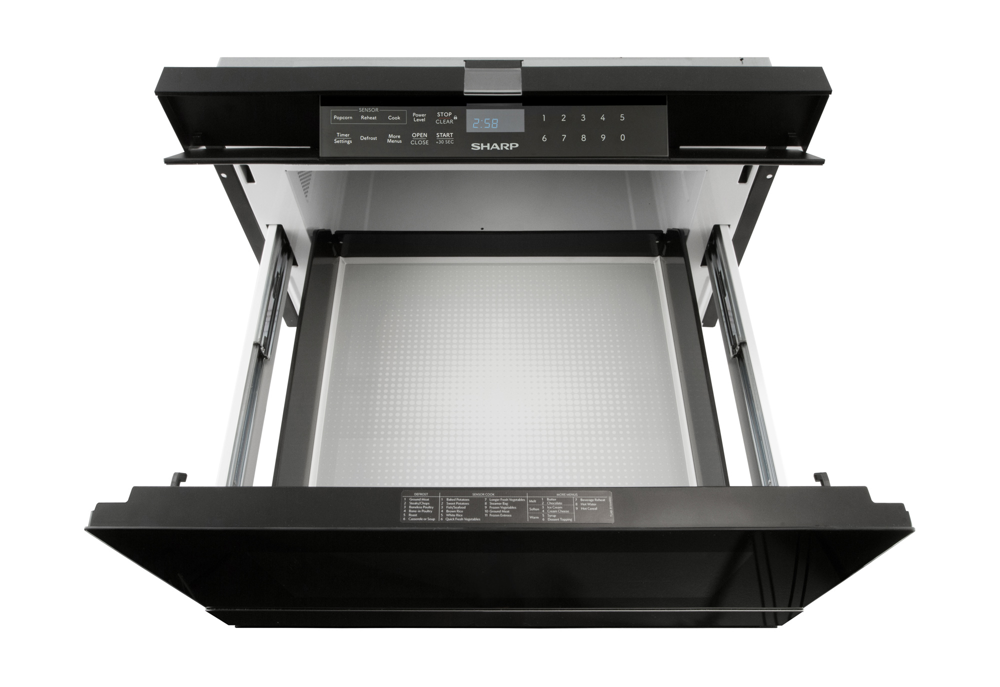 Sharp microwave drawer store wave to open
