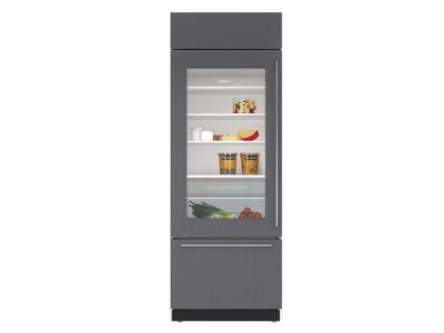 30" SUBZERO  Built-In Over-and-Under Glass Door Refrigerator/Freezer - Panel Ready - BI-30UG/O-LH