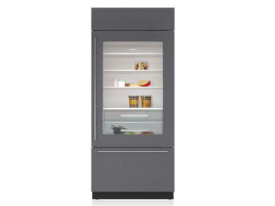  36" SUBZERO Built-In Over-and-Under Glass Door Refrigerator/Freezer - Panel Ready-BI-36UG/O-RH