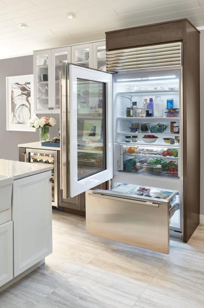  36" SUBZERO Built-In Over-and-Under Glass Door Refrigerator/Freezer - Panel Ready-BI-36UG/O-RH