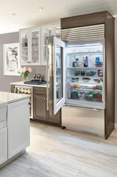 36" SUBZERO  Built-In Over-and-Under Glass Door Refrigerator/Freezer - Panel Ready - BI-36UG/O-LH