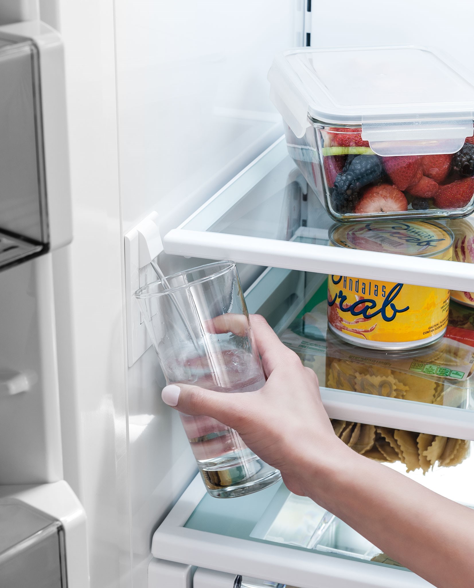 Integrated larder fridge with water dispenser sales