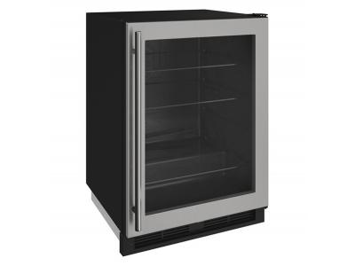 24" U-Line 1000 Series Glass Door Refrigerator - U1224RGLS00A