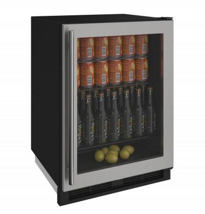 24" U-Line 1000 Series Glass Door Refrigerator - U1224RGLINT00A