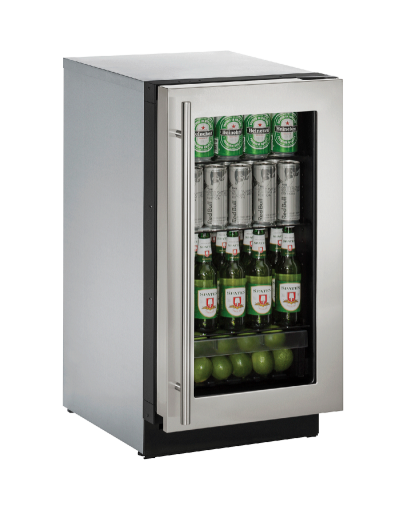 18" U-Line Modular 3000 Series Glass Door Built-In Compact Refrigerator - U3018RGLINT00B