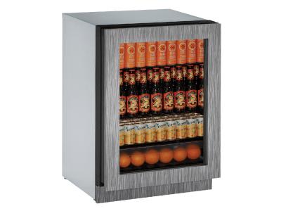 24" U-Line Modular 3000 Series Glass Door Built-In Compact Refrigerator - U3024RGLINT00B