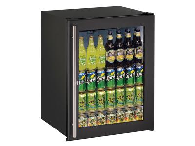 24" U-Line ADA Series Glass Door Compact Refrigerator - UADA24RGLB13B
