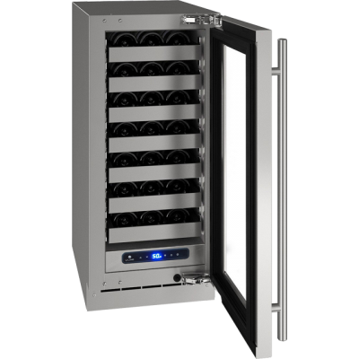 15" U-Line 5 Class Series Right-Hand Hinged Wine Cooler Stainless Frame (with lock) - UHWC515SG41A
