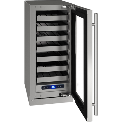15" U-Line 5 Class Series Left-Hand Hinged Wine Cooler Stainless Frame (with lock) - UHWC515SG51A