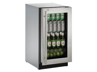 18" U-Line Modular 3000 Series Glass Door Built-In Compact Refrigerator - U3018RGLS13B