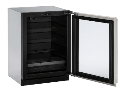 24" U-Line Modular 3000 Series Glass Door Built-In Compact Refrigerator - U3024RGLS00B