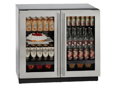36" U-Line Modular 3000 Series Glass Door Built-In Compact Refrigerator - U3036RRGLS00B
