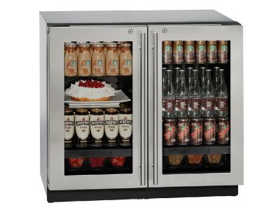 36" U-Line Modular 3000 Series Glass Door Built-In Compact Refrigerator - U3036RRGLS13B