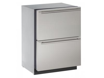 24" U-Line Modular 3000 Series Independent Dual-Zone Drawer - U3024DWRS00B