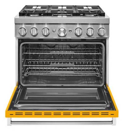 36" KitchenAid 5.1 Cu. Ft. Smart Commercial-Style Dual Fuel Range With 6 Burners In Yellow Pepper - KFDC506JYP