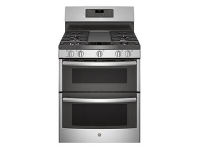 30" GE Free-Standing Double Oven Gas with Convection and Self-Cleaning w/Steam Clean Range - JCGB860SEJSS