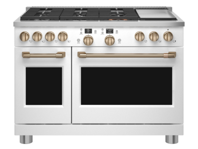 48" Café 8.25 Cu. Ft. Smart Dual-Fuel Commercial-Style Range with No-Preheat Air Fry Matte White - C2Y486P4TW2