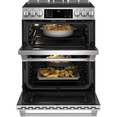 30" GE Café 7.0 Cu. Ft. Slide-In Front Control Induction and Convection Double Oven Range - CCHS950P2MS1